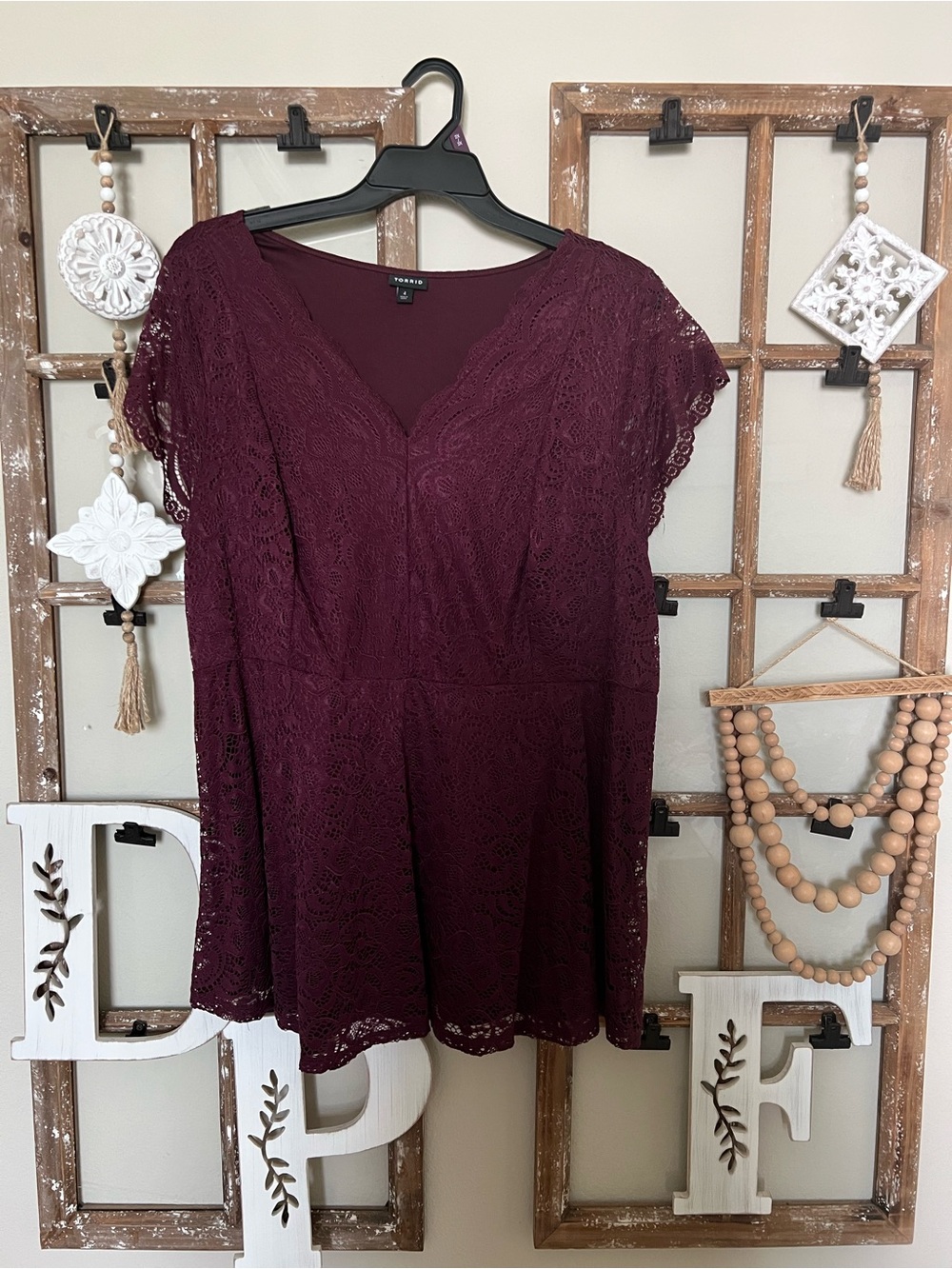 torrid Burgundy Lace V-Neck Flutter Sleeve Top